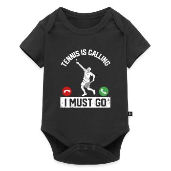 Tennis ruft, ich muss los Lustiger Spieler Trainer - Baby Premium Kurzarmbody - Schwarz - Vorne