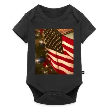 American Christmas Christmas Tree with US - Baby Premium short-sleeve bodysuit - black - Front