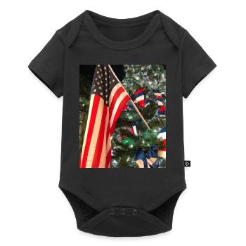 American Christmas Christmas Tree with US - Baby Premium short-sleeve bodysuit - black - Front