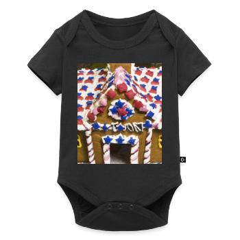 American Christmas Gingerbread House with US - Baby Premium short-sleeve bodysuit - black - Front