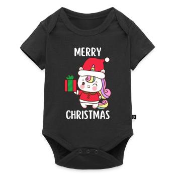 Joyeux Noël Drôle de Chemise de Noël - Body à manches courtes Premium Bébé - noir - Devant