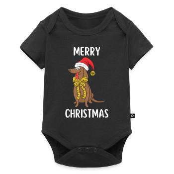 Joyeux Noël Drôle de Chemise de Noël - Body à manches courtes Premium Bébé - noir - Devant