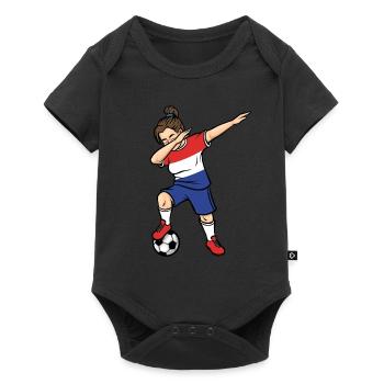 Dabbing Footballeuse Filles Pays-Bas Football - Body à manches courtes Premium Bébé - noir - Devant
