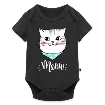 Mignon Kawaii drôle de chat disant miaulement - Body à manches courtes Premium Bébé - noir - Devant