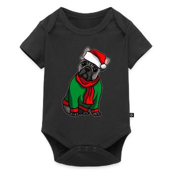 Bulldog avec chapeau de Noël costume de Noël - Body à manches courtes Premium Bébé - noir - Devant