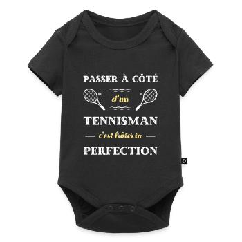 tennis homme perfection tennisman humour cadeau - Body à manches courtes Premium Bébé - noir - Devant
