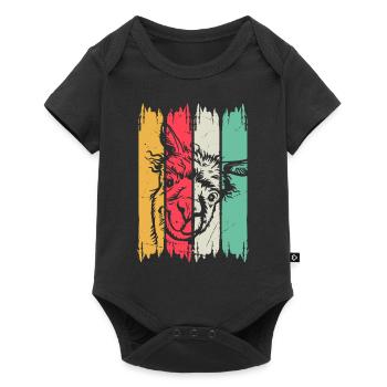 Llama Head Retro Llama Farmer - Drôle de lama Alpaga - Body à manches courtes Premium Bébé - noir - Devant