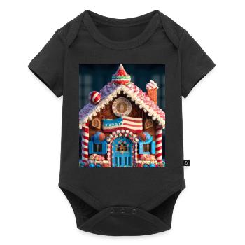 American Christmas Gingerbread House with US - Baby Premium short-sleeve bodysuit - black - Front