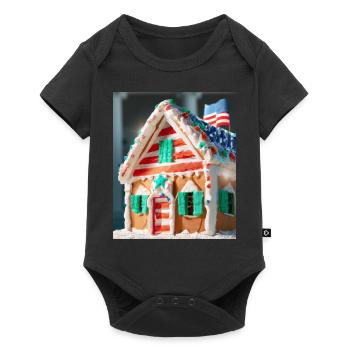 American Christmas Gingerbread House with US - Baby Premium short-sleeve bodysuit - black - Front