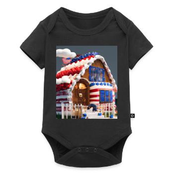 American Christmas Gingerbread House with US - Baby Premium short-sleeve bodysuit - black - Front