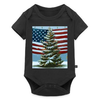 American Christmas Christmas Tree with US - Baby Premium short-sleeve bodysuit - black - Front