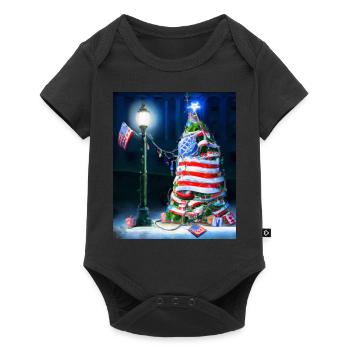 American Christmas Christmas Tree with US - Baby Premium short-sleeve bodysuit - black - Front
