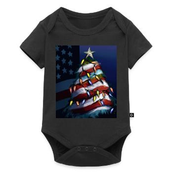 American Christmas Christmas Tree with US - Baby Premium short-sleeve bodysuit - black - Front