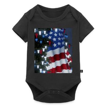 American Christmas Christmas Tree with US - Baby Premium short-sleeve bodysuit - black - Front