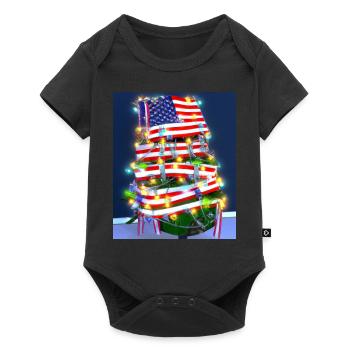 American Christmas Christmas Tree with US - Baby Premium short-sleeve bodysuit - black - Front