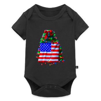 American Christmas Christmas Tree with US - Baby Premium short-sleeve bodysuit - black - Front