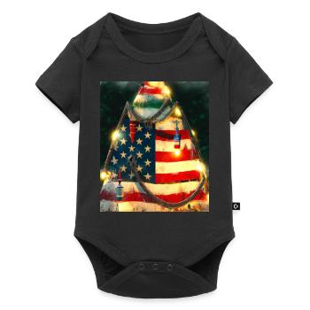 American Christmas Christmas Tree with US - Baby Premium short-sleeve bodysuit - black - Front