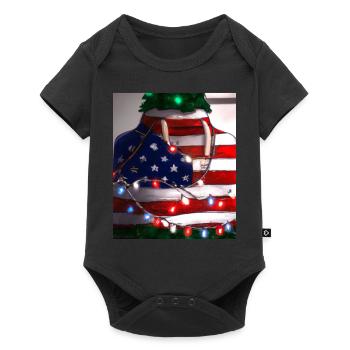 American Christmas Christmas Tree with US - Baby Premium short-sleeve bodysuit - black - Front