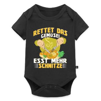 Schnitzel Rettet das Gemüse esst mehr Schnitzel - Baby Premium Kurzarmbody - Schwarz - Vorne