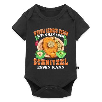 Schnitzel Warum Gemüse essen? - Baby Premium Kurzarmbody - Schwarz - Vorne