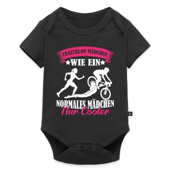 Triathlon Mädchen wie ein normales Mädchen - Baby Premium Kurzarmbody - Schwarz - Vorne