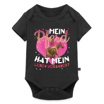 Reiten Reiterin Mein Pferd - Baby Premium Kurzarmbody - Schwarz - Vorne