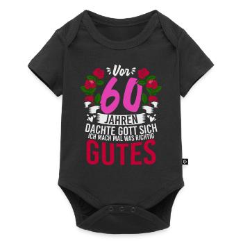 Vor 60 Jahren Dachte Gott Sich Ich Mach Mal Was - Baby Premium Kurzarmbody - Schwarz - Vorne