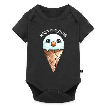 Snowman Ice Cone Merry Christmas - Baby Premium Kurzarmbody - Schwarz - Vorne