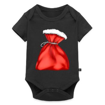 Le sac-cadeau rouge du Père Noël pour Noël - Body à manches courtes Premium Bébé - noir - Devant