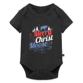 Merry Christ Moose Merry Christmas - Baby Premium Kurzarmbody - Schwarz - Vorne
