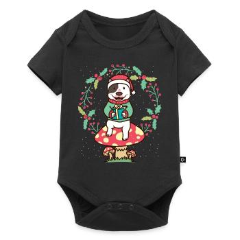Miniature Bull Terrier Dog Christmas Wreath - Baby Premium short-sleeve bodysuit - black - Front
