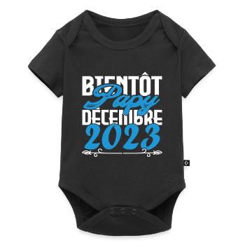 Annonce grossesse bientôt Papy Décembre 2023 - Body à manches courtes Premium Bébé - noir - Devant