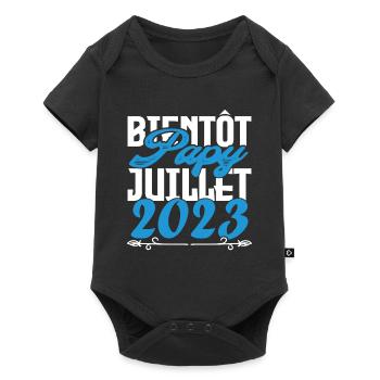 Cadeau Annonce grossesse bientôt Papy Juillet 2023 - Body à manches courtes Premium Bébé - noir - Devant
