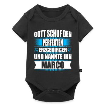 Erzgebirge Mann Namen Sachsen Marco - Baby Premium Kurzarmbody - Schwarz - Vorne