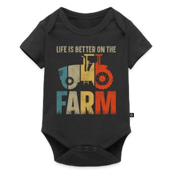 Farming Farmer Vintage Tractor - Baby Premium Kurzarmbody - Schwarz - Vorne