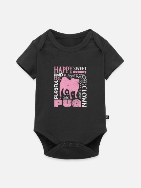 Mops - Baby Premium Kurzarmbody - Schwarz