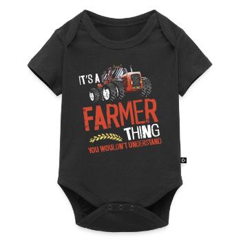 Farming Farmer Vintage Tractor - Baby Premium Kurzarmbody - Schwarz - Vorne