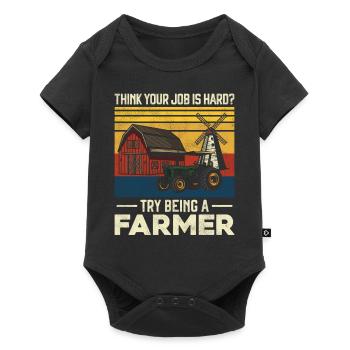 Farming Farmer Vintage Tractor - Baby Premium Kurzarmbody - Schwarz - Vorne