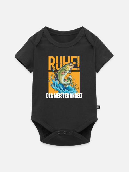 Angler Geschenkidee Hobby Angeln - Baby Premium Kurzarmbody - Schwarz