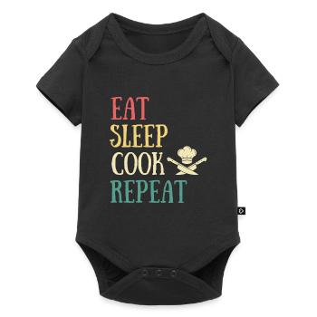 eat sleep cuisine homme humour chef cuisinier - Body à manches courtes Premium Bébé - noir - Devant