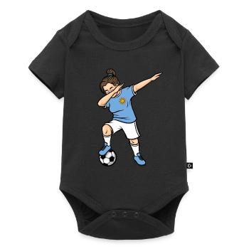 Dabbing Footballeuse Filles Uruguay Football - Body à manches courtes Premium Bébé - noir - Devant