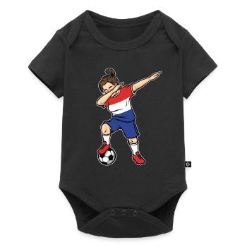 Dabbing Footballeuse Filles Pays-Bas Football - Body à manches courtes Premium Bébé - noir - Devant