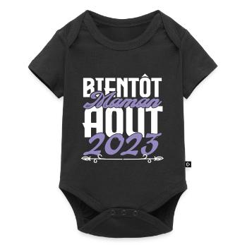 Annonce grossesse. bientôt Maman Aout 2023. août - Body à manches courtes Premium Bébé - noir - Devant