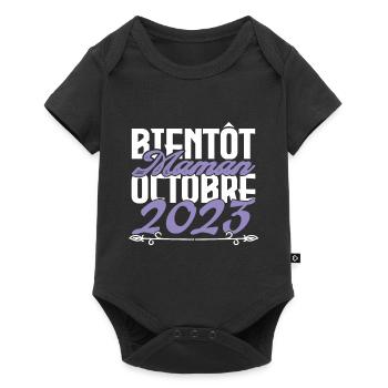 Annonce grossesse. bientôt Maman Octobre 2023.mama - Body à manches courtes Premium Bébé - noir - Devant