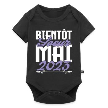 Annonce grossesse. bientôt Sœur Mai 2023.soeur - Body à manches courtes Premium Bébé - noir - Devant