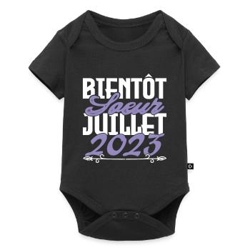 Annonce grossesse. bientôt Sœur Juillet 2023.soeur - Body à manches courtes Premium Bébé - noir - Devant