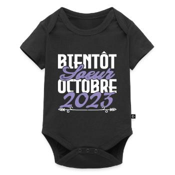 Annonce grossesse. bientôt Sœur Octobre 2023.soeur - Body à manches courtes Premium Bébé - noir - Devant