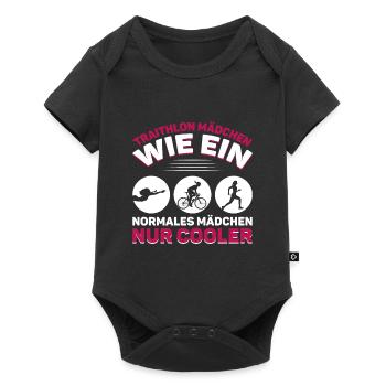 Triathlon Mädchen wie ein normales Mädchen - Baby Premium Kurzarmbody - Schwarz - Vorne