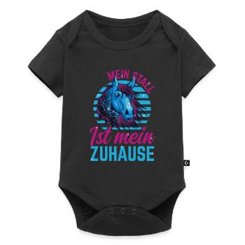 Pferdemädchen Pferd Der Stall ist mein Zuhause - Baby Premium Kurzarmbody - Schwarz - Vorne