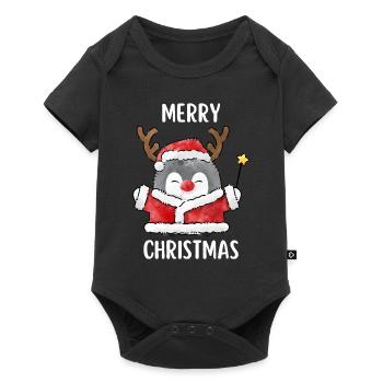 Joyeux Noël Drôle de Chemise de Noël - Body à manches courtes Premium Bébé - noir - Devant